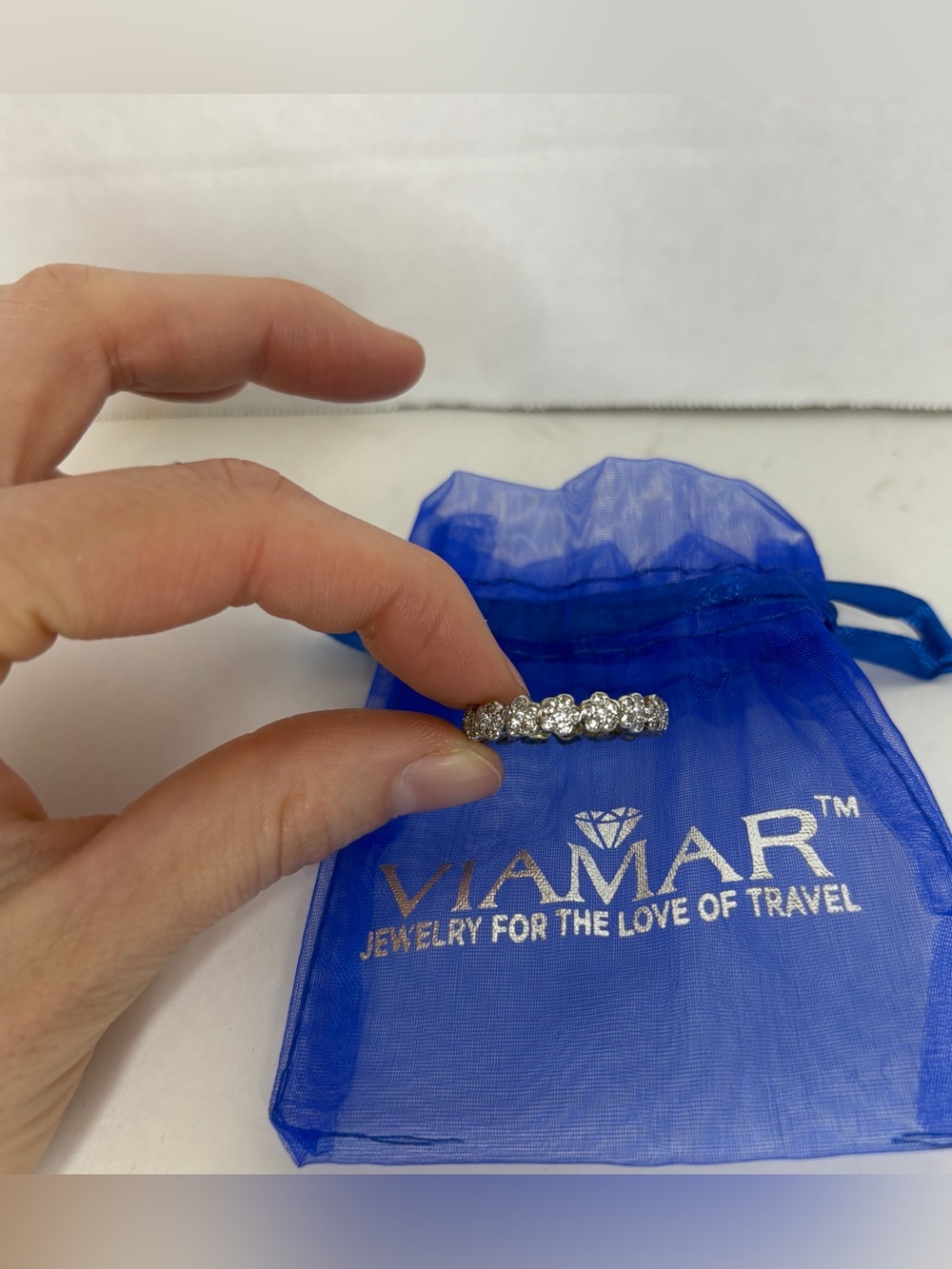 Viamar Silver-Tone Crystal Eternity Band - Clear Stones